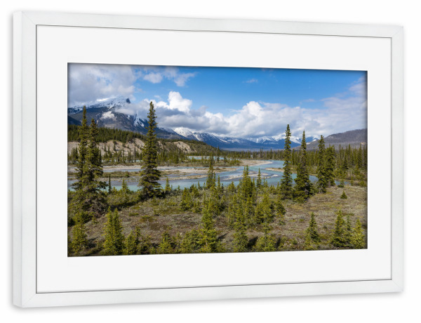 Poster mit Rahmen weiß "Saskatchewan River Crossing" artboxONE - Natur
