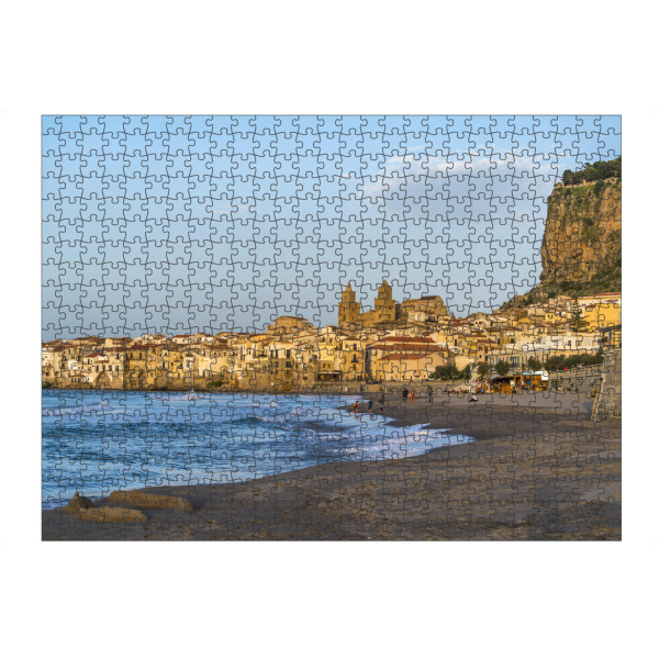 Puzzle Ravensburger "Cefalu, Sizilien" artboxONE - Reise / Strand und Meer - Italien,Sizilien,Süditalien,Cefalu,Altstadt,Strand,Kathedrale