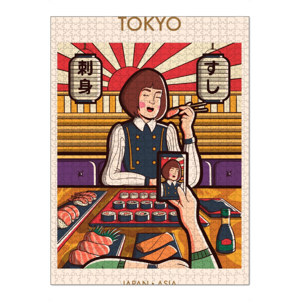 Puzzle Ravensburger "Mädchen in Tokyo" artboxONE - Essen & Trinken,Menschen,Fashion,Städte / Tokio - Essen,Sushi,Japan,Tokio,Frau,Mädchen,Stadt
