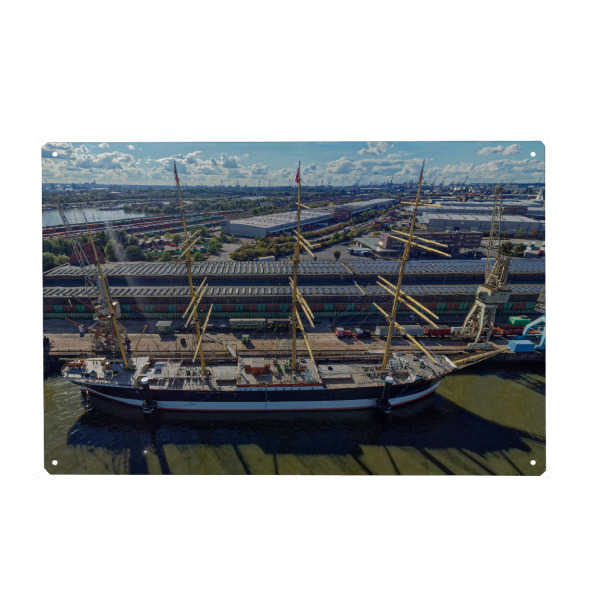 Holzbild "Museumsschiff "Peking" -Pano high" artboxONE - Städte,Städte / Hamburg,Reise,Architektur,Reise / Länder