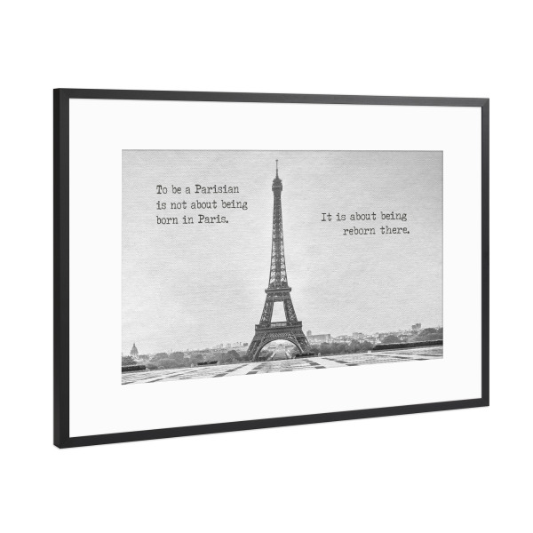Poster mit Rahmen Schwarz (Metallic) "In Paris wiedergeboren" artboxONE - Typografie,Architektur,Städte / Paris