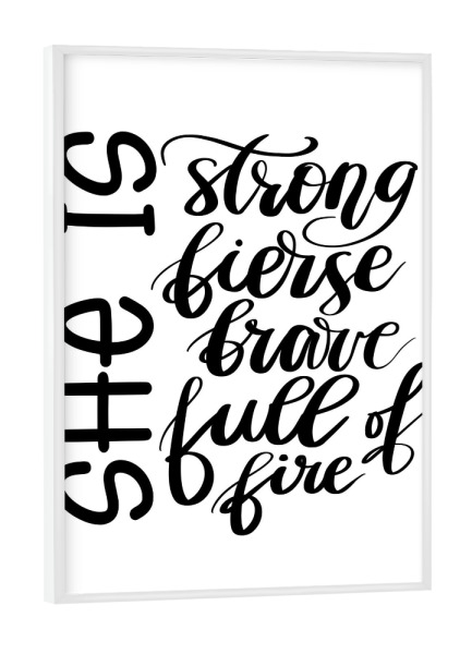 Poster mit weißem Rahmen "Sie ist stark" artboxONE - Typografie,Fashion,Für Mama