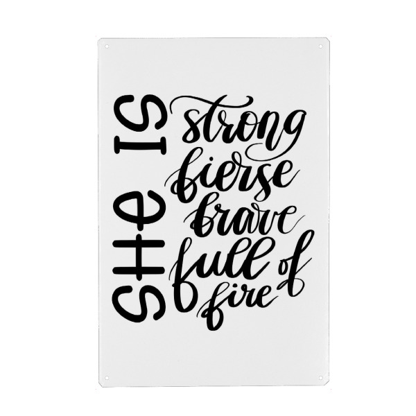 Metall Poster "Sie ist stark" artboxONE - Typografie,Fashion,Für Mama