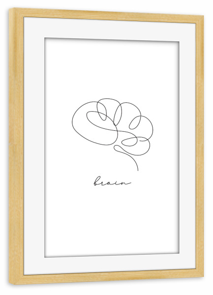 Poster mit Rahmen kiefer "Brain-Stift-Linie" artboxONE - Streetart