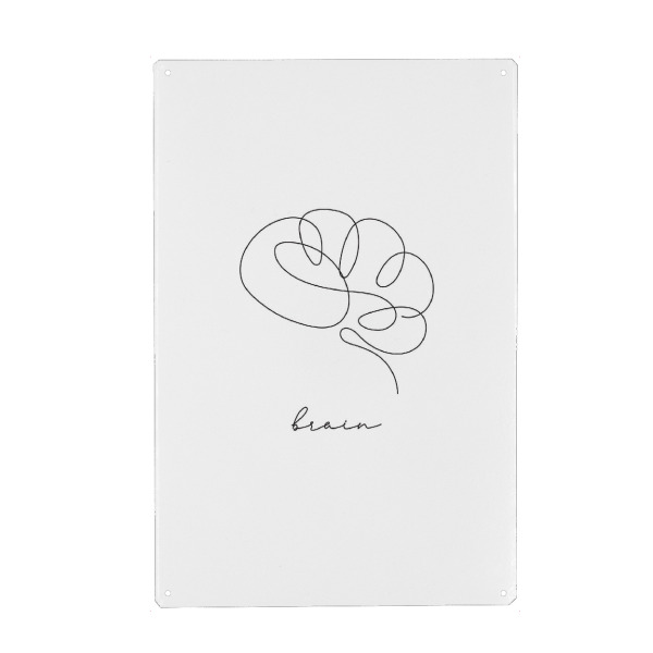 Metall Poster "Brain-Stift-Linie" artboxONE - Streetart - Gehirn,Linie,Stift,Anatomie,Symbol,Körper,Gesundheit,Medizin,Medizinische,Interne,Orgel