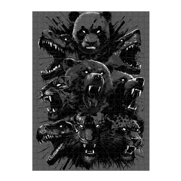 artboxONE Puzzle "Wilde Tiere" artboxONE - Tiere - Pandabär,Grizzlybär,Weißer hai,Hai,Fisch,Leopard,Tiger,Velociraptor,T-rex,Dinosaurier,Tiere