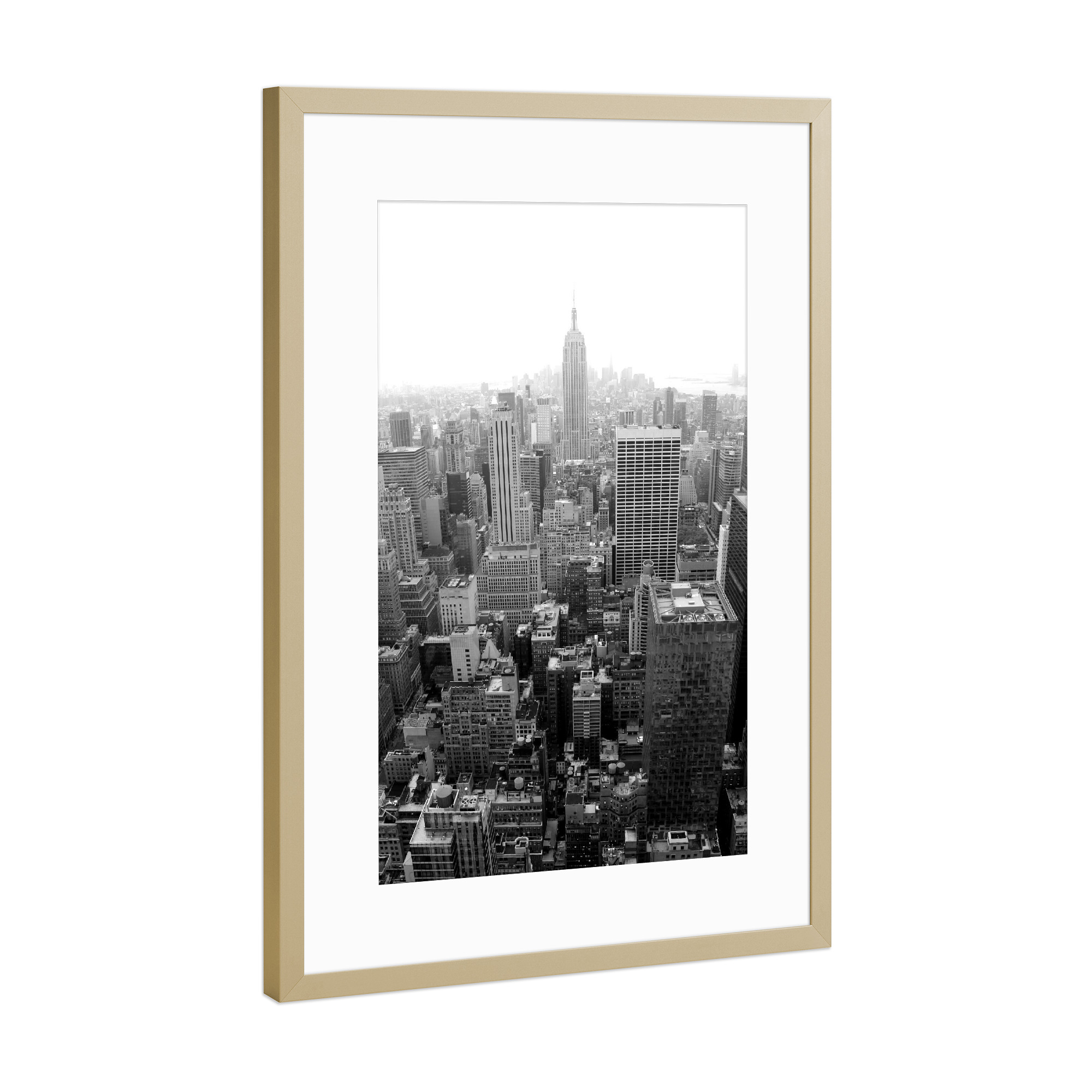 Poster mit Rahmen Gold "New York City - Skyline" artboxONE - Städte,Städte / New York,Reise,Schwarzweiß,Architektur