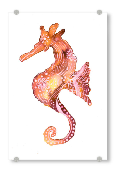 Acrylglasbild "Bronze Seepferdchen Tribal Tattoo" artboxONE - Tiere,Unterwasser