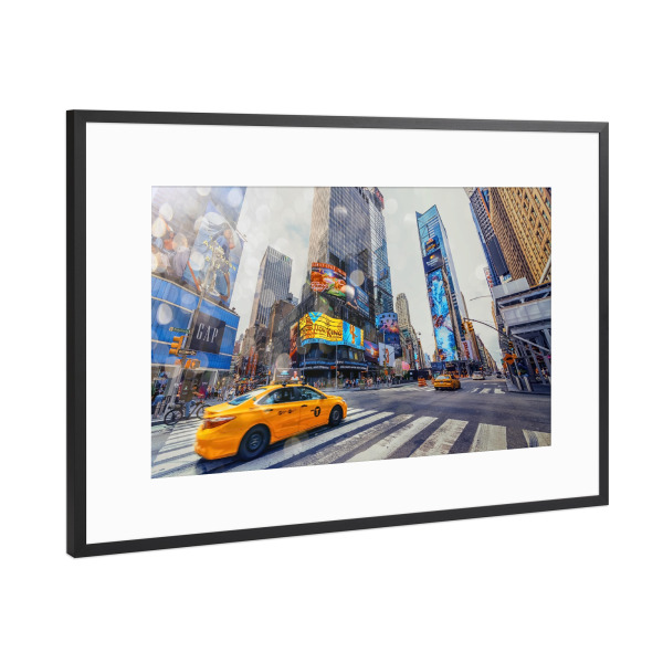 Poster mit Rahmen Schwarz (Metallic) "Gelbes Taxi in New York" artboxONE - Städte,Städte / New York,Reise,Architektur,Reise / Länder