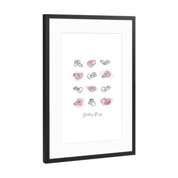Poster mit Rahmen Schwarz (Metallic) "Vintage rosa Kleckse des Eherings" artboxONE - Typografie,Streetart