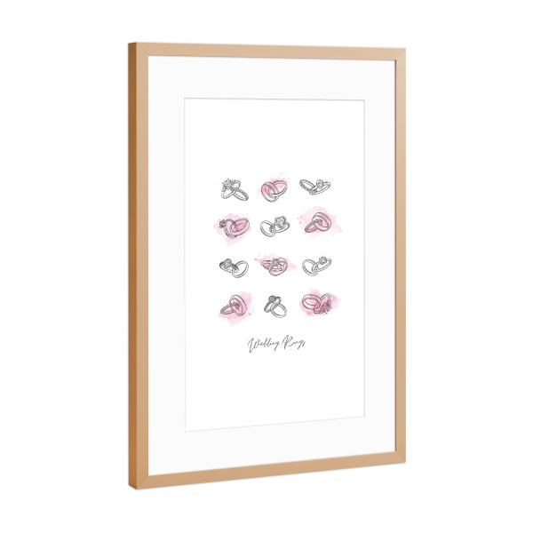 Poster mit Rahmen Kupfer "Vintage rosa Kleckse des Eherings" artboxONE - Typografie,Streetart