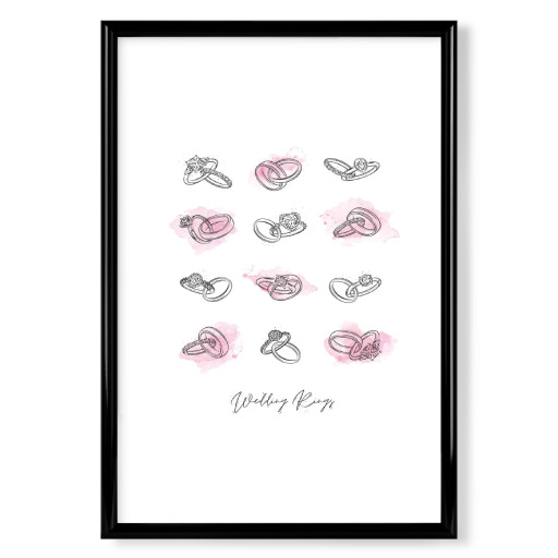 Wedding rings pink blots