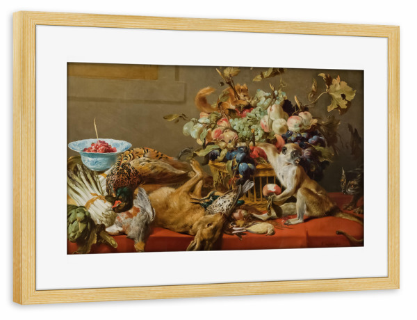 Poster mit Rahmen kiefer "Obst, totes Wild und Gemüse" artboxONE - Natur,Floral,Tiere