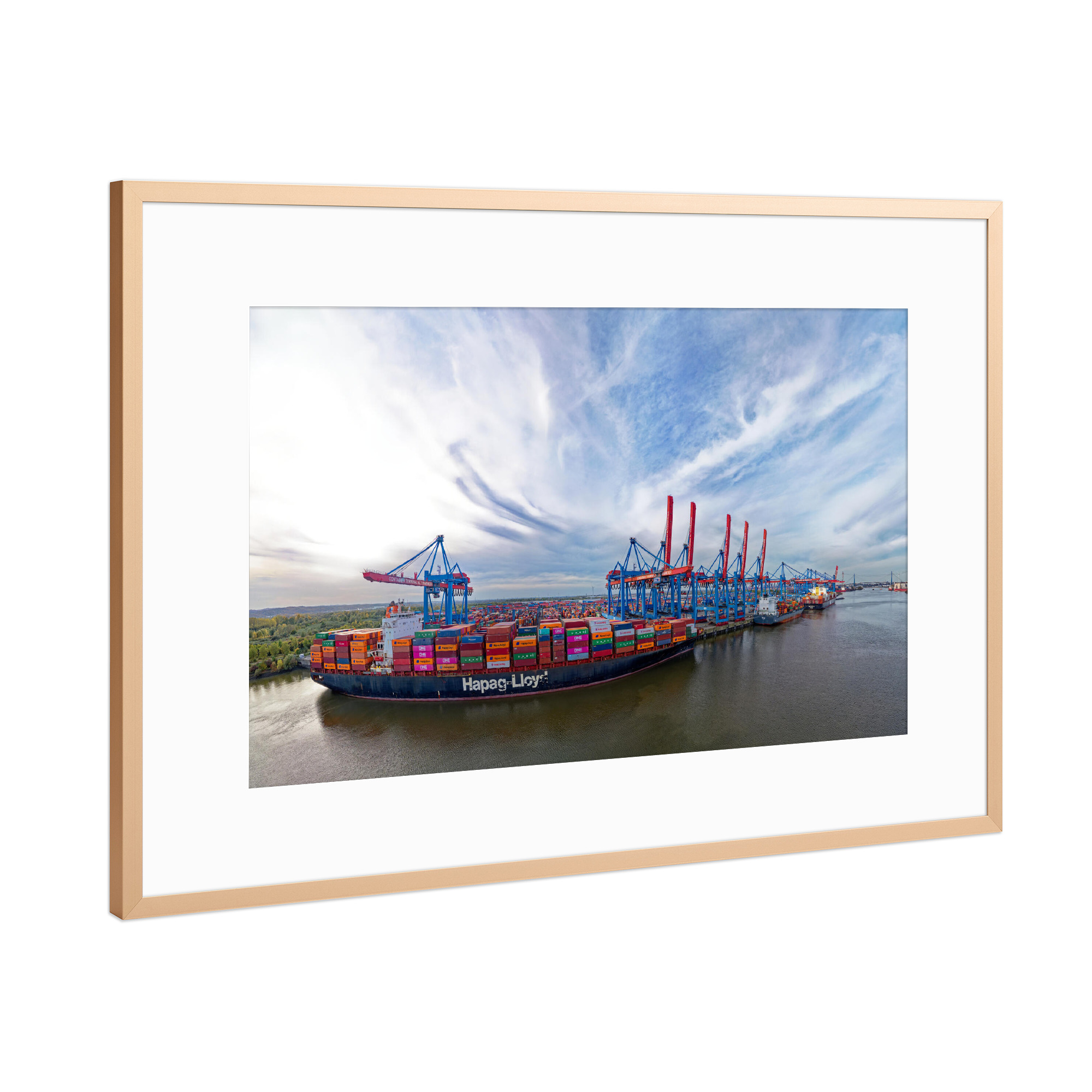 Poster mit Rahmen Kupfer "CTA im Hafen Hamburg Planet" artboxONE - Städte,Städte / Hamburg,Reise,Architektur,Reise / Länder