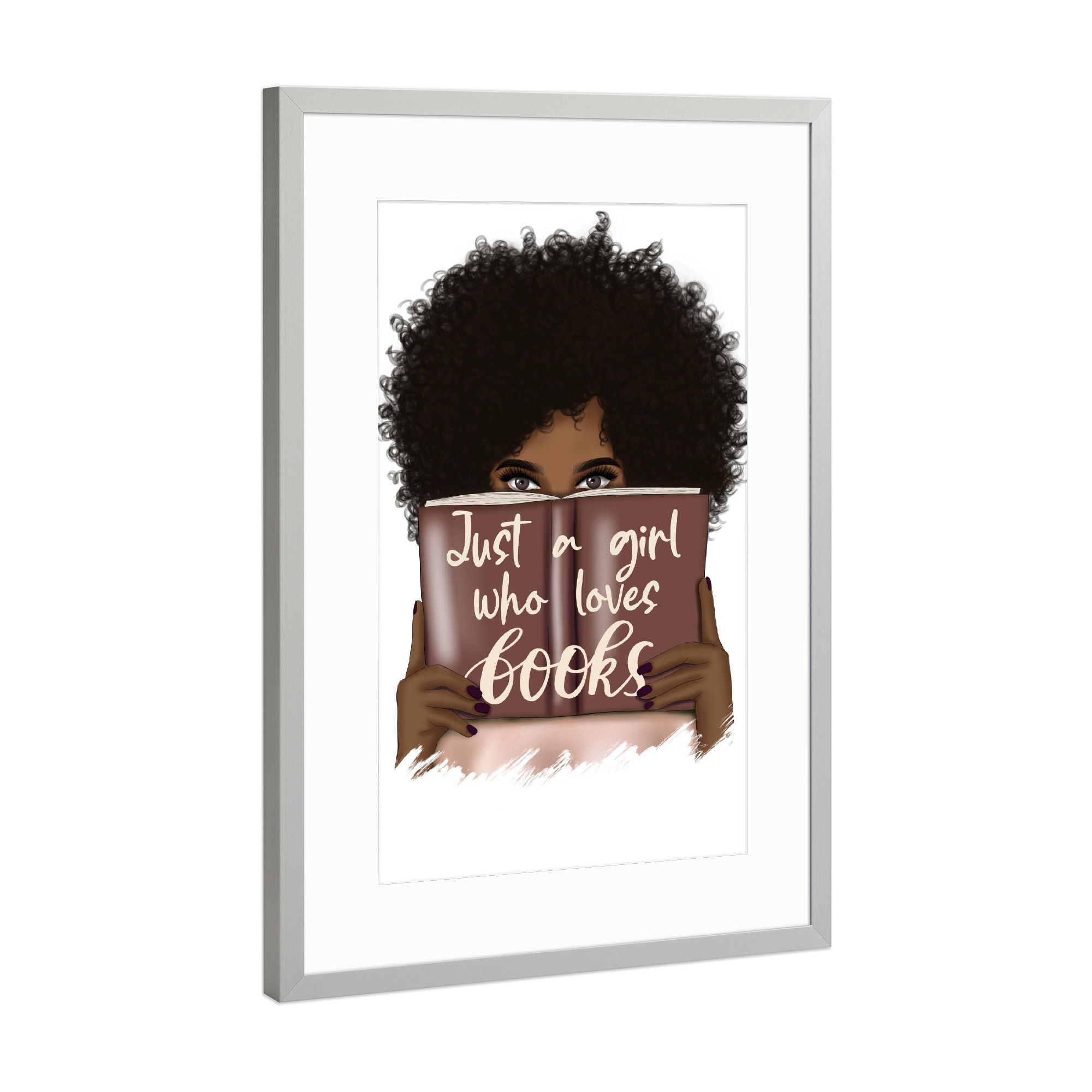 Poster mit Rahmen Silber "Ein Mädchen, das Bücher liebt" artboxONE - Menschen,Fashion