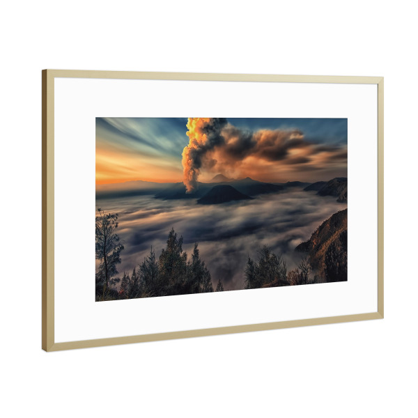 Poster mit Rahmen Gold "Morgen in Java" artboxONE - Natur,Reise,Reise / Asien,Reise / Länder,Für Papa