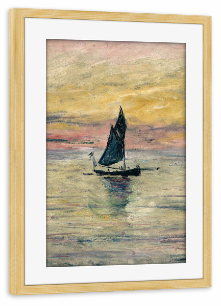 Poster mit Rahmen kiefer "Claude Monet - Das Segelboot" artboxONE - Natur,Reise,Reise / Strand und Meer