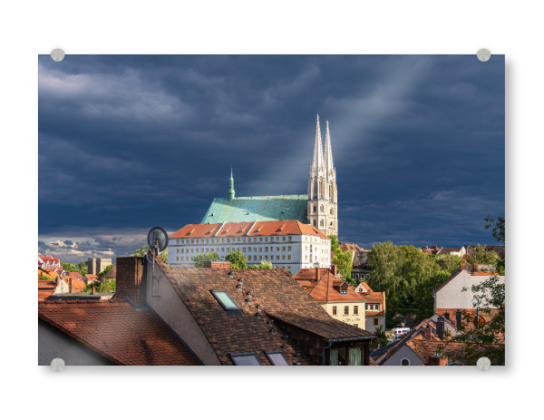 Acrylglasbild "Wolken, Peterskirche, Häuser" artboxONE - Reise,Architektur,Städte / Weitere