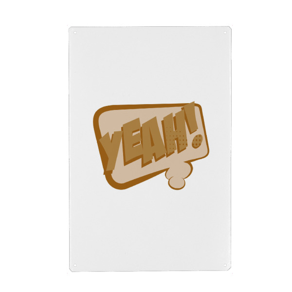 Holzbild "YEAH bubble - beige" artboxONE - Comic - Poppart,Popart,Pop art,Bubble,Yeah,Comic,Art,Beige,Braun,Brown,White,Weiß