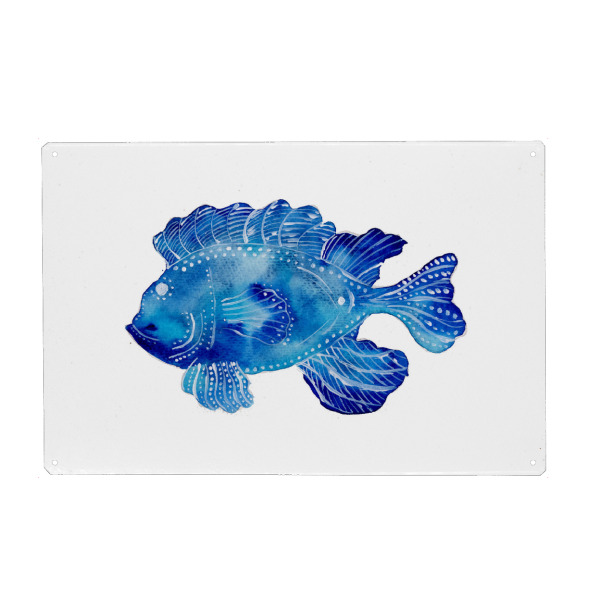 Holzbild "Blauer Fisch Tribal Tattoo" artboxONE - Natur,Tiere,Unterwasser