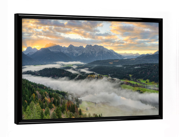 Poster mit schwarzem Rahmen "Blick ins Karwendelgebirge" artboxONE - Natur,Reise,Reise / Länder