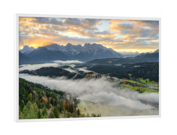 Poster mit weißem Rahmen "Blick ins Karwendelgebirge" artboxONE - Natur,Reise,Reise / Länder