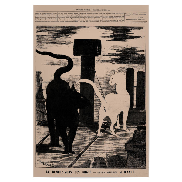Poster 30x20 cm "Le Rendez-vous des Chats" artboxONE - Typografie,Tiere,Schwarzweiß