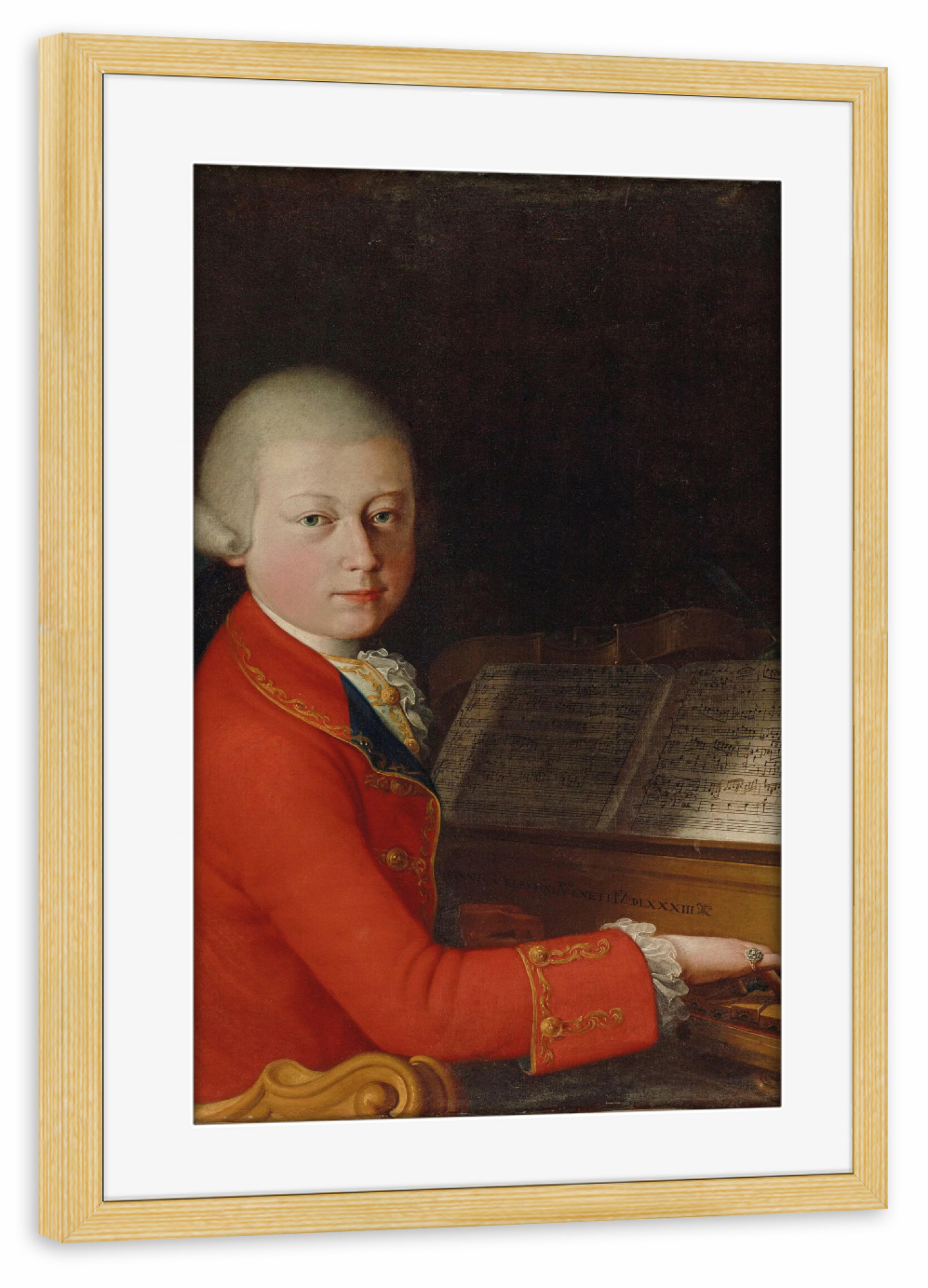 Poster mit Rahmen kiefer "Wolfgang Amadeus Mozart Porträt" artboxONE - Menschen,Musik,Männer