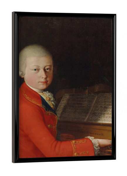 Poster mit schwarzem Rahmen "Wolfgang Amadeus Mozart Porträt" artboxONE - Menschen,Musik,Männer
