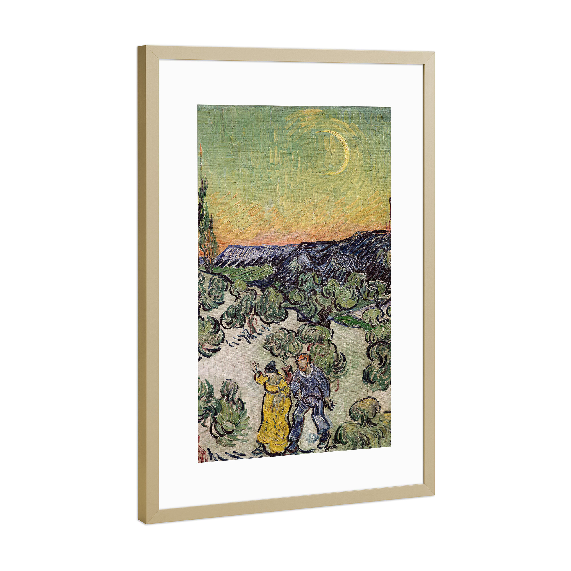 Poster mit Rahmen Gold "Spaziergang im Mondlicht" artboxONE - Natur,Reise