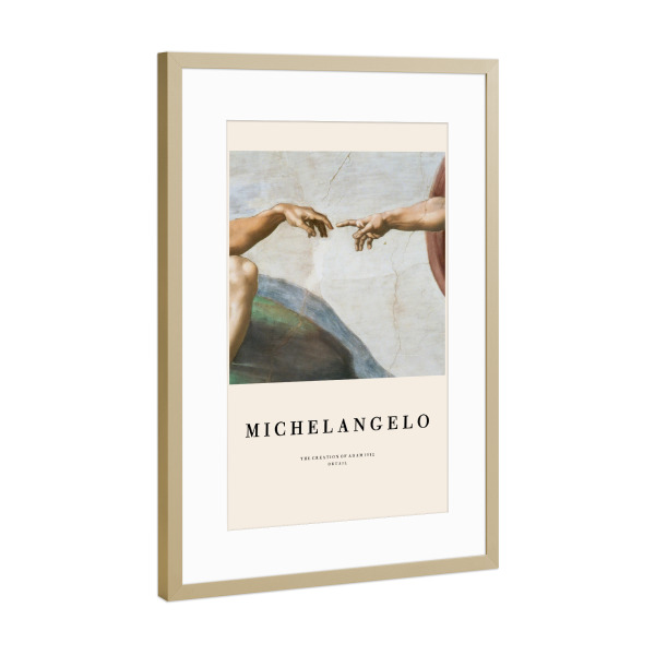 Poster mit Rahmen Gold "Die Erschaffung Adams Detail" artboxONE - Menschen,Männer