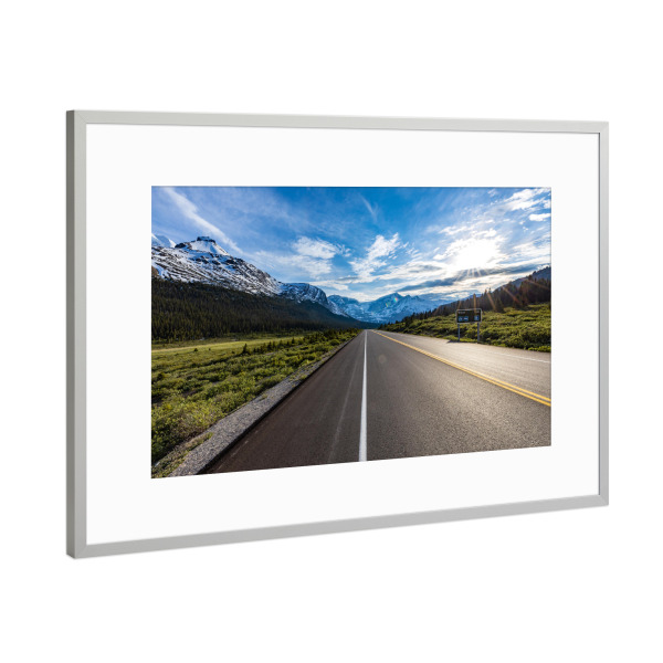 Poster mit Rahmen Silber "Der Icefield Parkway" artboxONE - Natur - Kanada,Rocky mountains,Straße,Icefield parkway,Jasper,Banff,Landschaft,Natur