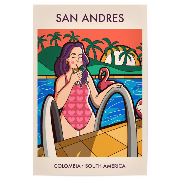 Poster 30x20 cm "San Andrés Girl" artboxONE - Städte,Reise,Essen & Trinken,Menschen,Fashion