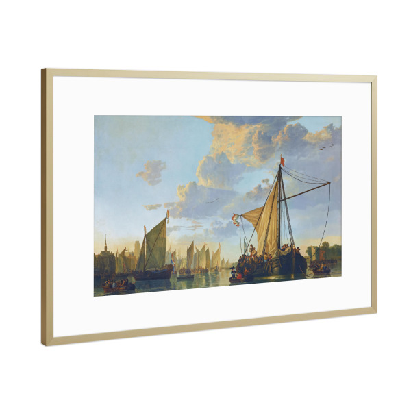 Poster mit Rahmen Gold "Die Maas bei Dordrecht" artboxONE - Reise,Reise / Länder,Städte / Amsterdam,Für Papa
