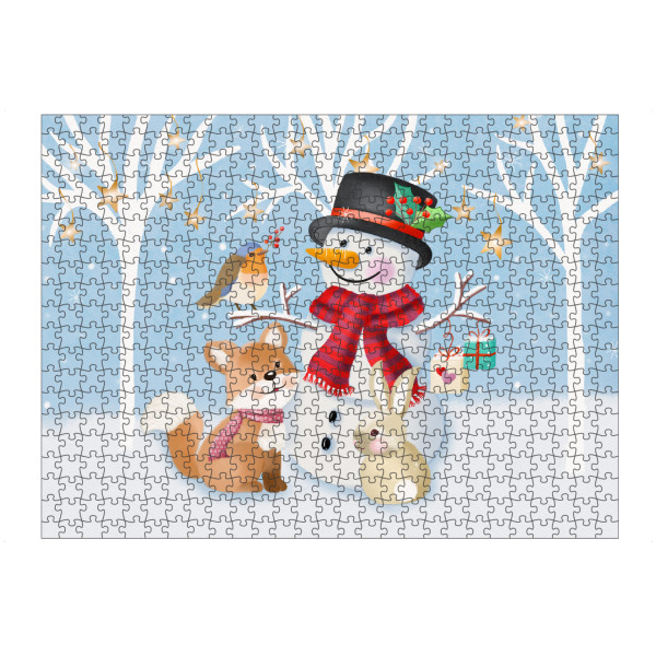 Puzzle Ravensburger "Schneemann, Fuchs und Hase" artboxONE - Für Kinder,Tiere,Weihnachten