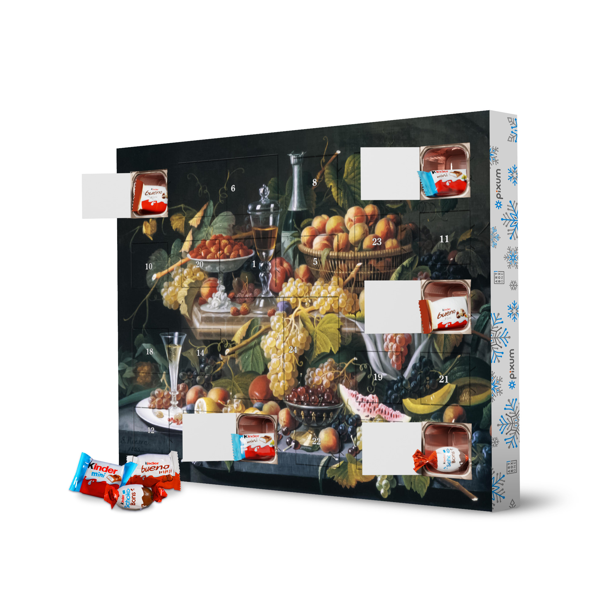 Adventskalender XXL mit Produkten von Kinder Stillleben, Obst artboxONE Adventskalender Natur