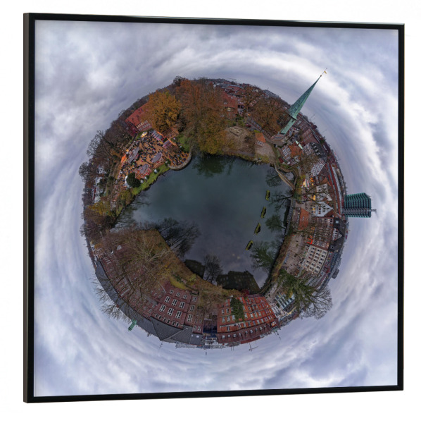 Poster mit schwarzem Rahmen 30x30 cm "Bergedorf Weihnachtsmarkt Planet" artboxONE - Städte,Städte / Hamburg,Reise,Architektur,Reise / Länder