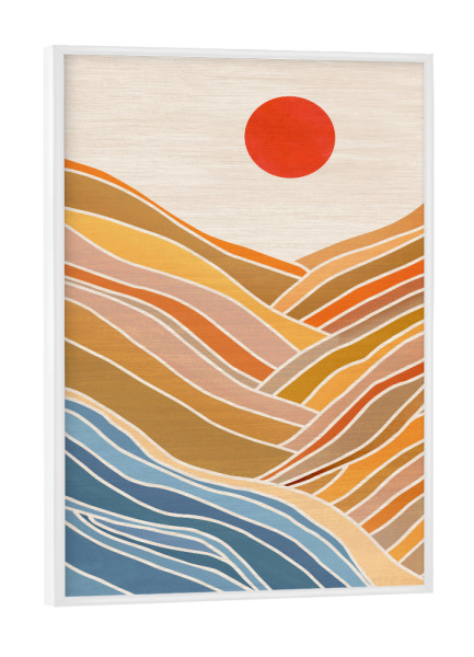 Poster mit weißem Rahmen "Abstrakter Strand" artboxONE - Natur,Abstrakt - Landschaft,Abstrakt,Sonnenuntergang,Strand,Meer,Szene