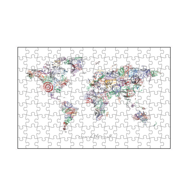 artboxONE Puzzle "Weltkarte mit Passstempel" artboxONE - Reise,Reise / Länder,Kartografie