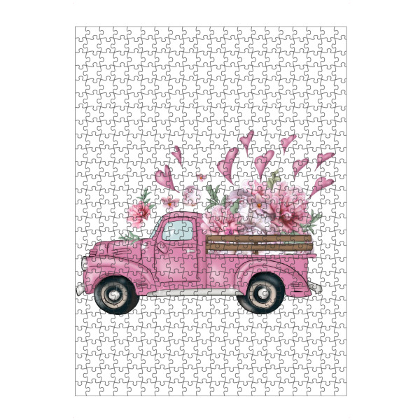 artboxONE Puzzle "Rosa LKW mit Blumen und Herzen" artboxONE - Natur,Automobile,Fashion,Buchstaben,Für Mama