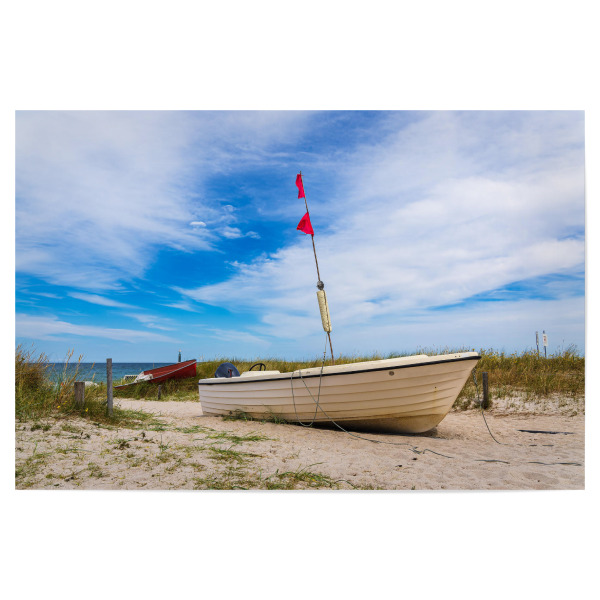 Poster "Düne, Sand, Boot, Wolken, Meer" artboxONE - Natur,Reise,Reise / Strand und Meer