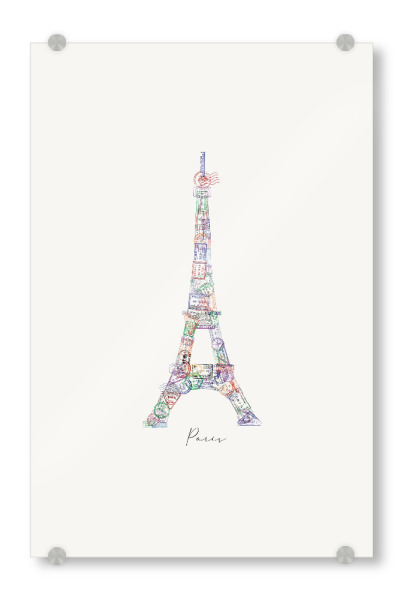 Acrylglasbild "Eiffelturm-Passstempel" artboxONE - Städte,Reise,Städte / Paris,Reise / Länder
