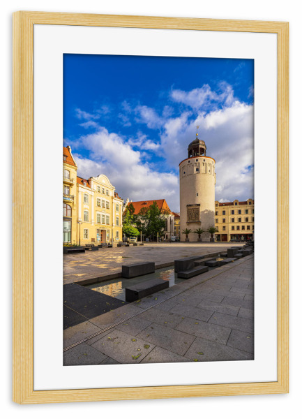 Poster mit Rahmen kiefer "Platz, Häuser, Turm" artboxONE - Reise,Architektur,Städte / Weitere