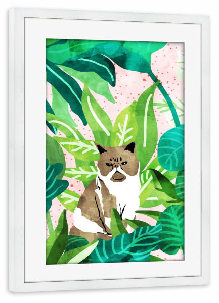 Poster mit Rahmen weiß "Tropische bezaubernde Katze" artboxONE - Natur,Tiere