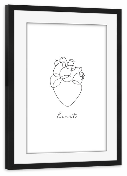 Poster mit Rahmen schwarz "Herz-Stiftlinie" artboxONE - Streetart,Für Mama,Für Papa