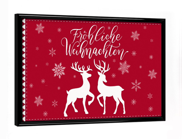 Poster mit schwarzem Rahmen "Weihnachten mit Hirsch und Reh" artboxONE - Typografie,Tiere,Weihnachten