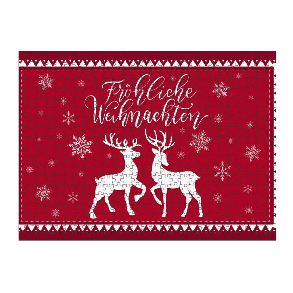 Puzzle Ravensburger "Weihnachten mit Hirsch und Reh" artboxONE - Typografie,Tiere,Weihnachten