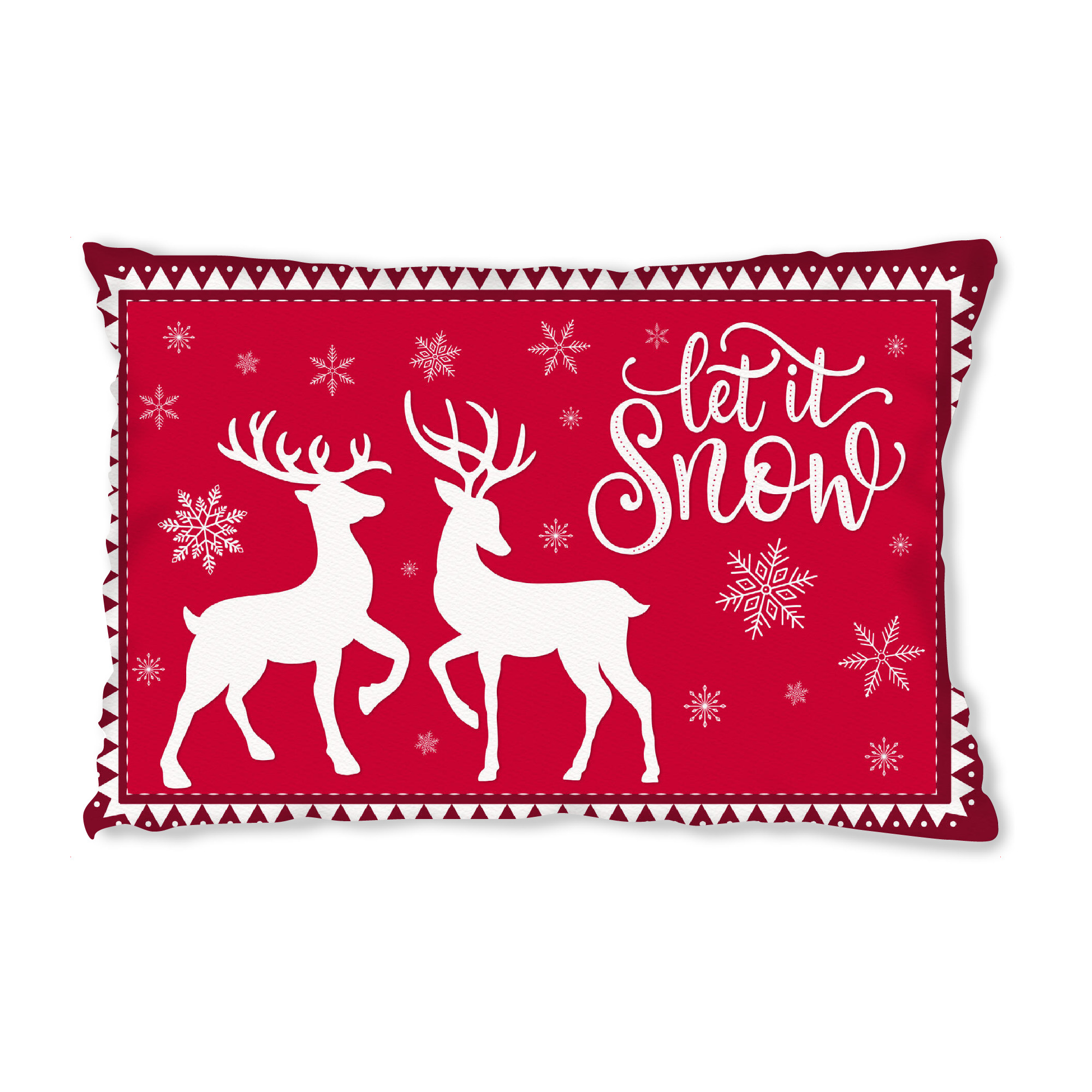 Design-Kissen "Let it snow auf Rot" artboxONE - Typografie,Tiere,Weihnachten