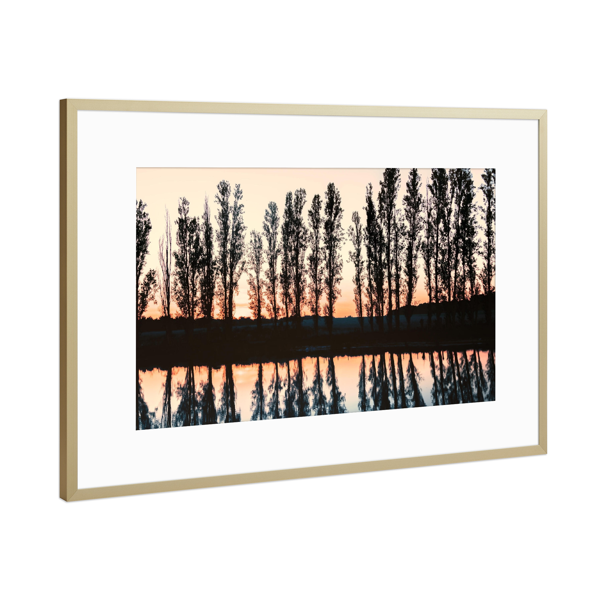 Poster mit Rahmen Gold "Teichreflexion" artboxONE - Natur,Reise,Reise / Länder