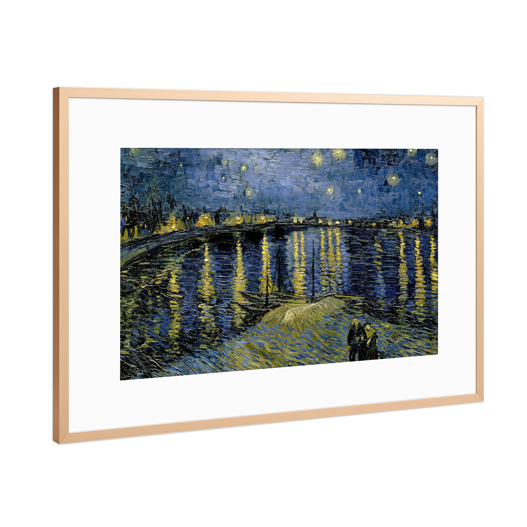 Poster mit Rahmen Kupfer "Die Sternennacht über der Rhone" artboxONE - Natur,Reise,Für Mama,Für Papa,Galaxy